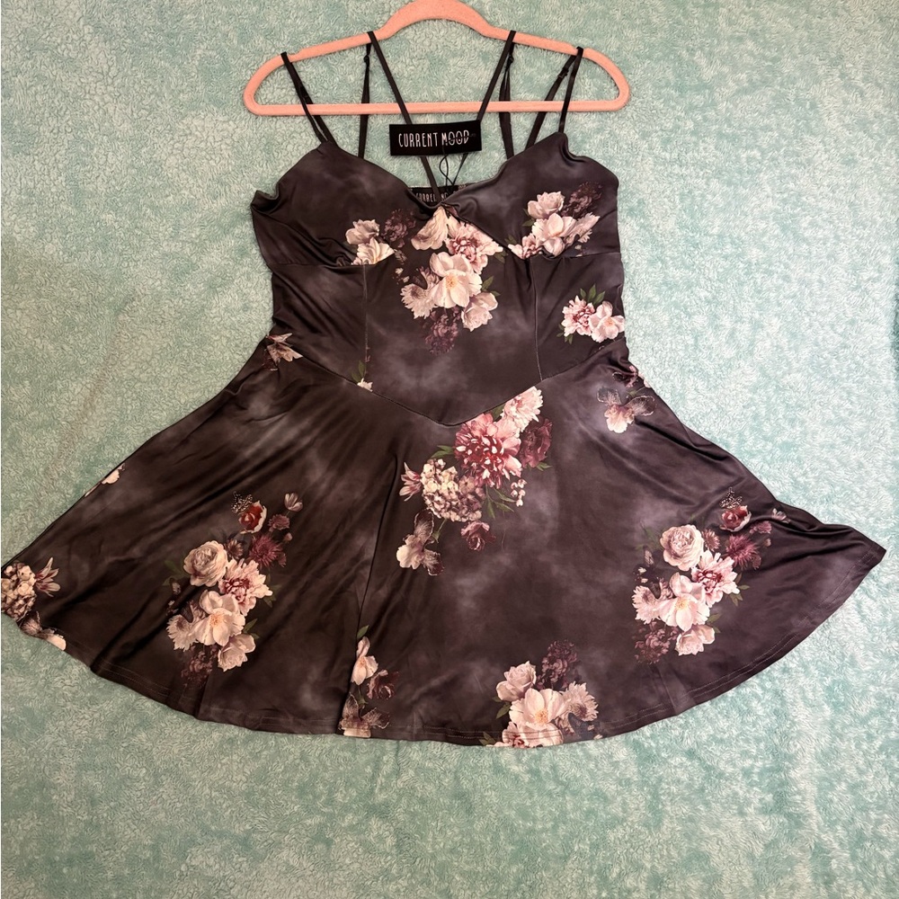 Current Mood Black Spaghetti Strap Sundress Mini